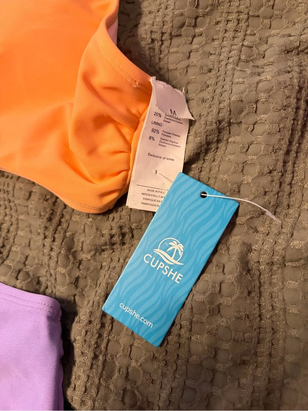 Cupshe Orange One-Shoulder Top with Lavender High-Waist Bottoms
